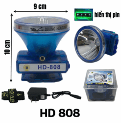 Đèn Pin Đội Đầu HD 808 – Công Suất Lớn, Chống Nước, Hiển Thị Pin Thông Minh